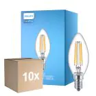 Multipack 10x Philips Corepro LED Candle E14 Filament Clear 6.5W 806lm - 840 Cool White | Replaces 60W